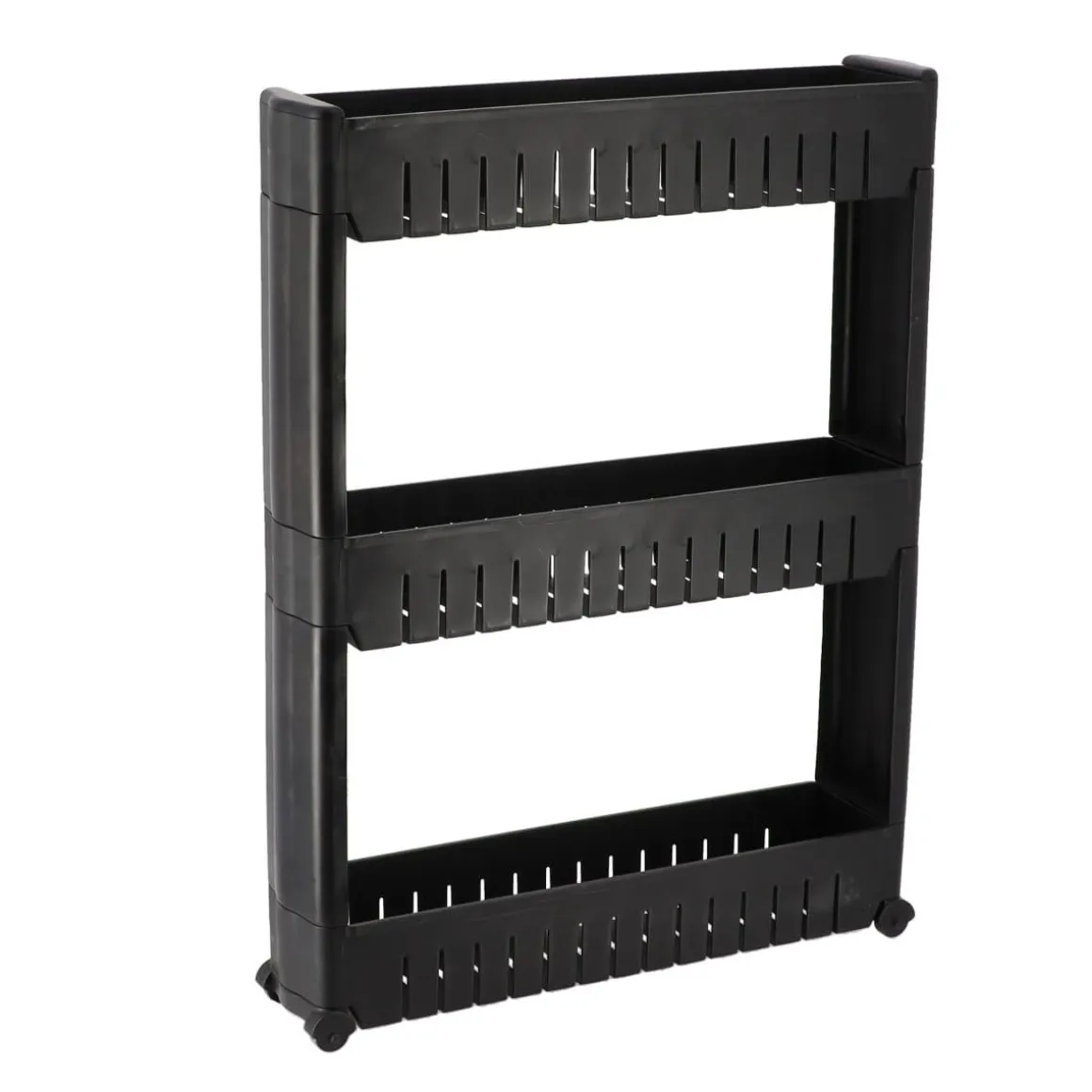 MEUBLE DE RANGEMENT 3 NIVEAUX SUR ROULETTES NOIR