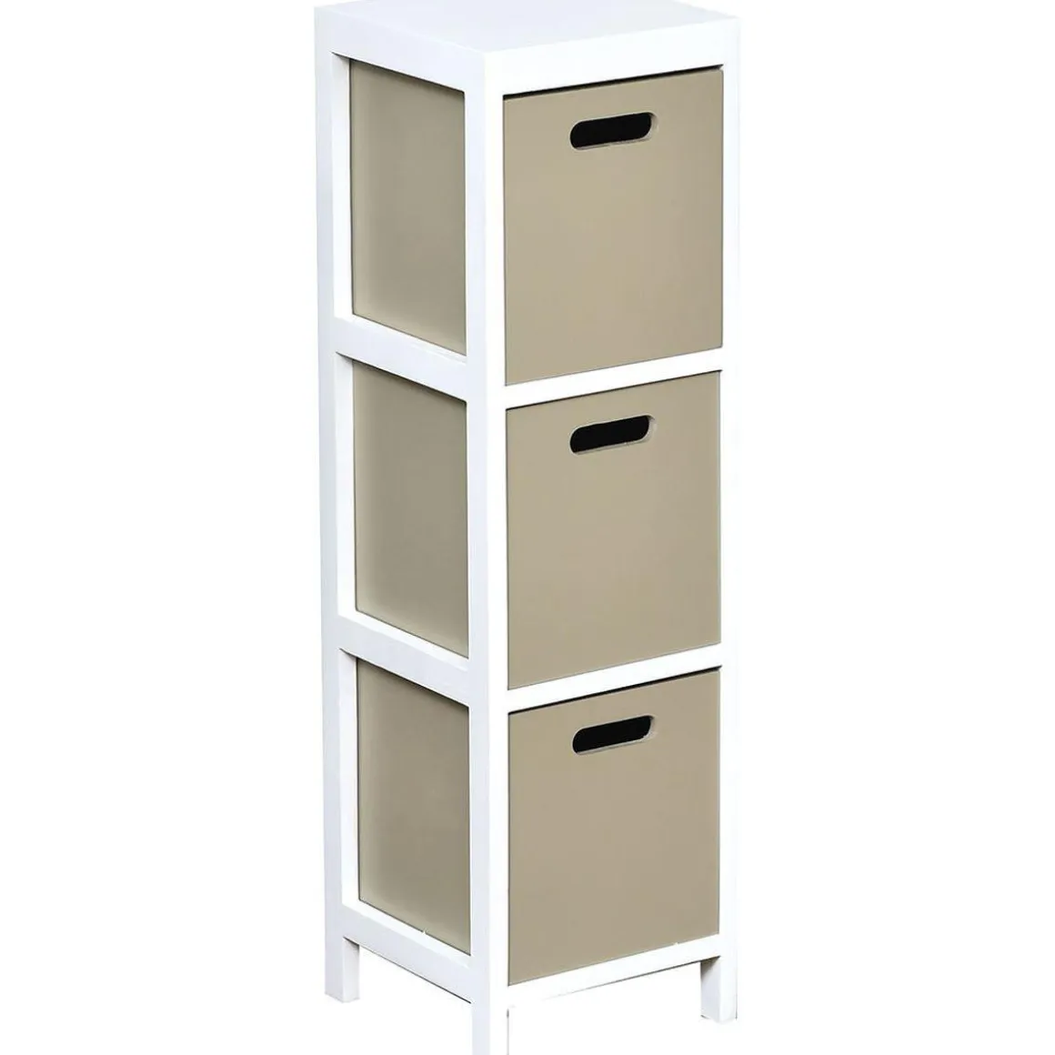 MEUBLE MDF PAULOWNIA PM 3 TIROIRS BLANC TAUPE