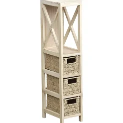 MEUBLE NATUREL 1 ETAGERE 3 PANIERS PAPIER TRESSES NATUREL