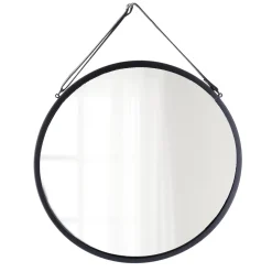 MIROIR A SUSPENDRE METAL D.38CM NOIR
