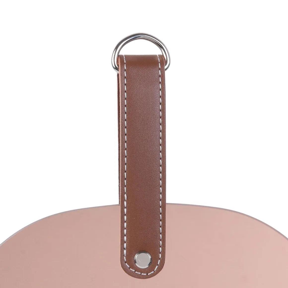 MIROIR CUIVRE ROSE A SUSPENDRE ANSE PU