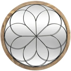 MIROIR METAL BOIS ROSACE D.64CM