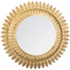 MIROIR METAL FEUILLES OR D.70CM
