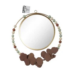 MIROIR MURAL DORE FEUILLES TERRACOTA D.33CM