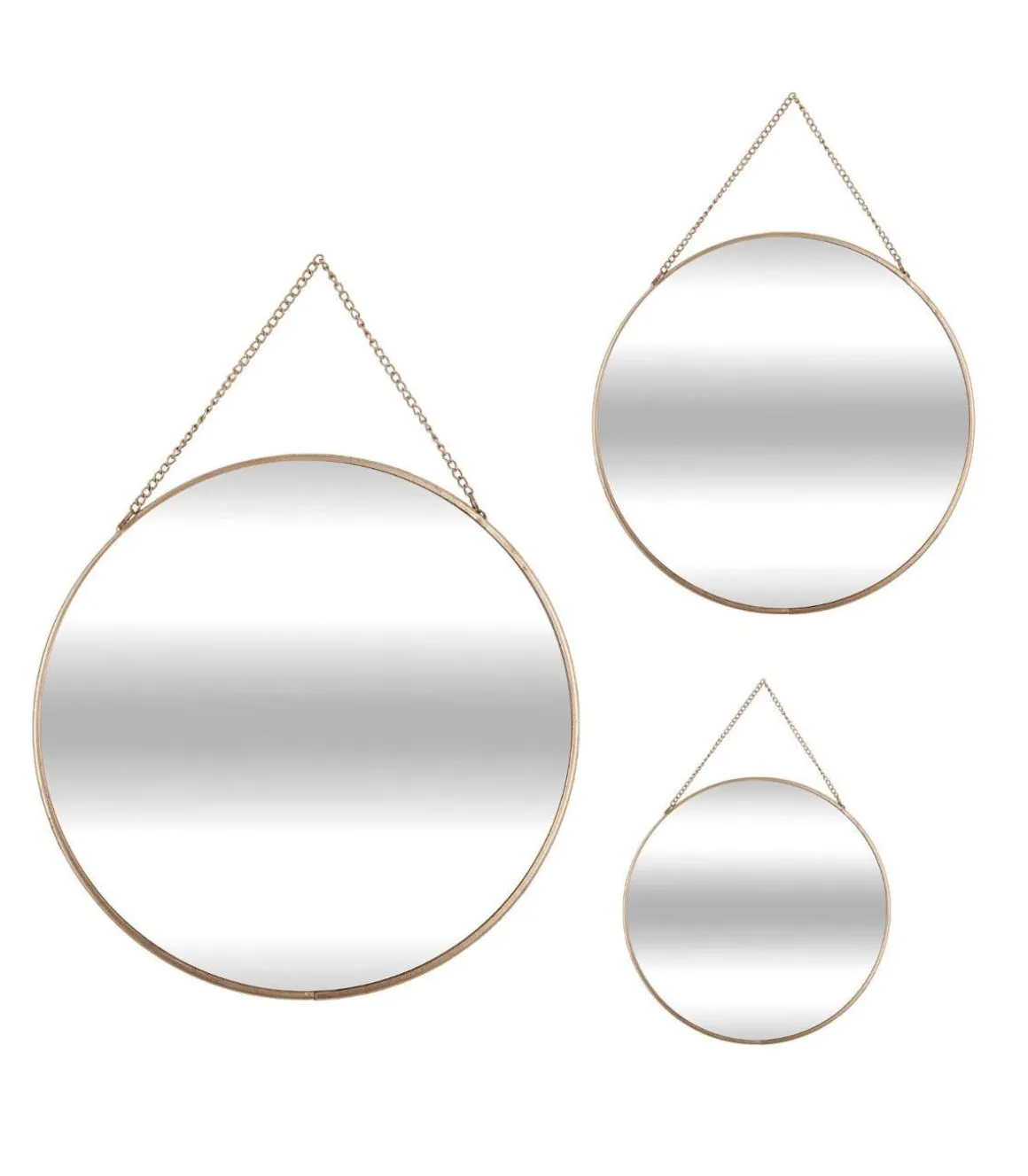 MIROIR ROND METAL CHAINE X3 OR