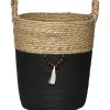 MOYENNE PANIERE RONDE DECO NATUREL NOIR