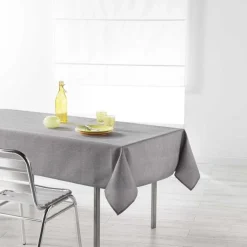 NAPPE RECTANGLE 140X250 CM CHAMBRAY UNI ENDUIT NEWTON GRIS