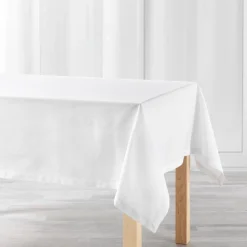 NAPPE RECTANGLE 140X240CM COTON UNI CHARLINE BLANC