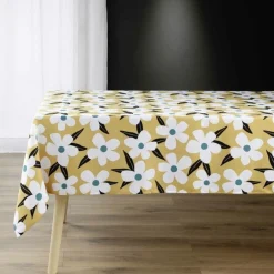 NAPPE RECTANGLE 140X240CM MICROFIBRE IMPRIMEE DARCY JAUNE