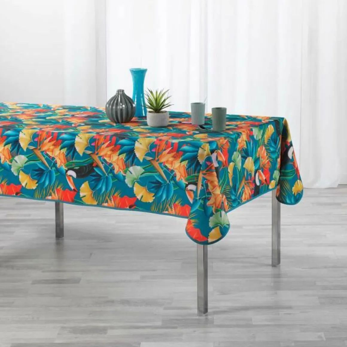 NAPPE RECTANGLE 150X240CM POLYESTER IMP COCOBELLO BLEU