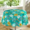 NAPPE RONDE 160CM IMPRIME LILIDAE TURQUOISE