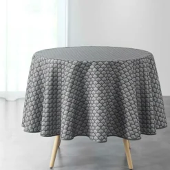 NAPPE RONDE 180 CM POLYESTER IMPRIME ARTCHIC ANTHRACITE