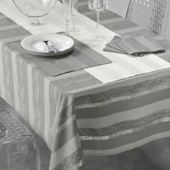 NAPPE 140X240 CM COTON METALLISE ELDORA GRIS ARGENT