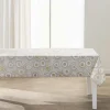 NAPPE 145X 240CM POLYESTER IMPRIME METALLISE ECLIPSE BLANC