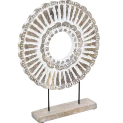 OBJET DECO BOIS ROND H.43CM