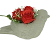 OISEAU CIMENT AVEC ROSES D22X10.5X12XH12CM