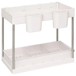 ORGANISEUR COULISSANT 2 NIVEAUX BEIGE D.21.5X40.7X34CM