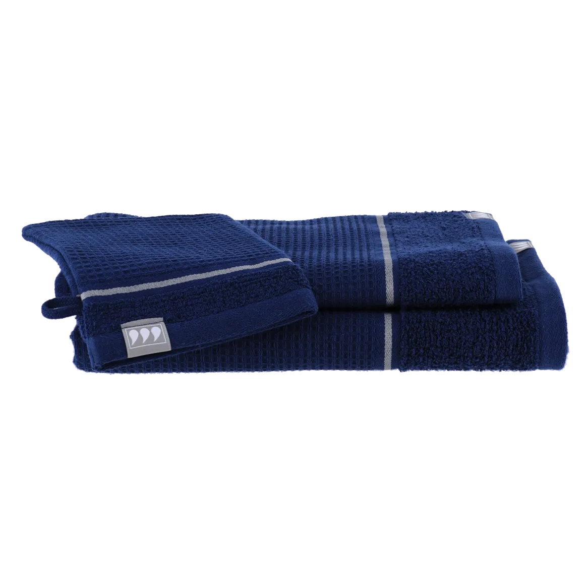 PACK 3 PIECES GANT SERVIETTES 50X90CM 70X130CM MARINE ARGENT