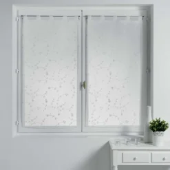 PAIRE DROITE PASSANTS 2X60X160CM VOILE SABLE PETITE FLEUR