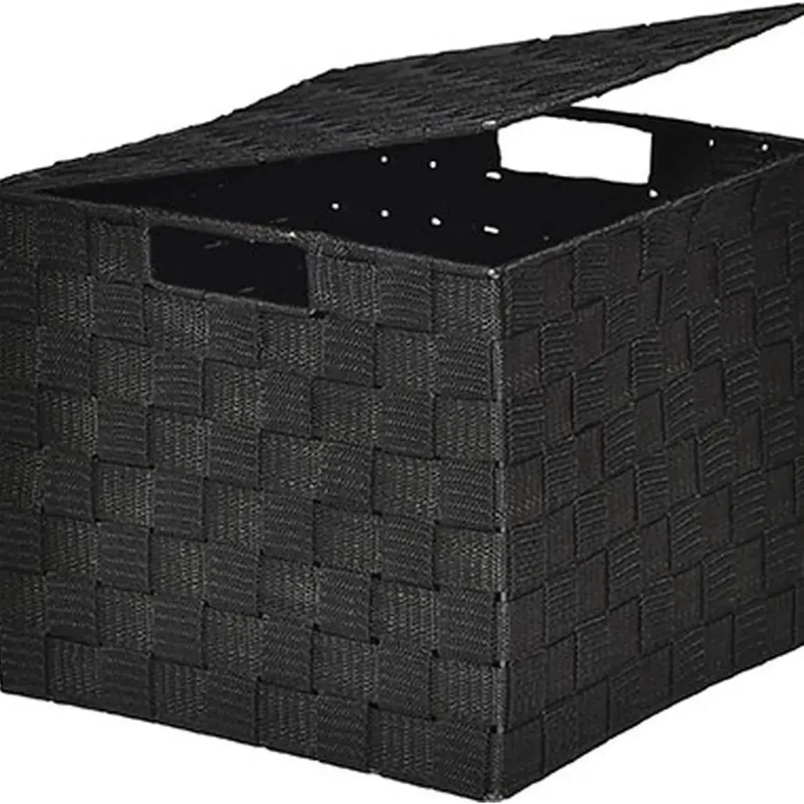 PANIER CARRE POLYESTER AVEC COUVERCLE NOIR TAILLE L