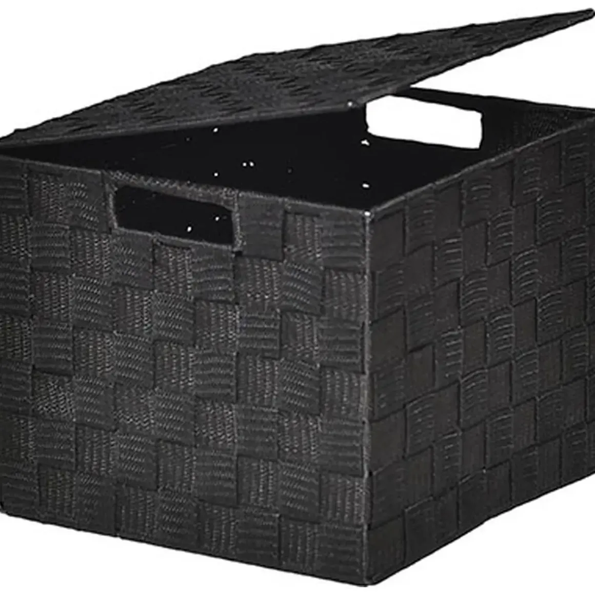 PANIER CARRE POLYESTER AVEC COUVERCLE NOIR TAILLE M
