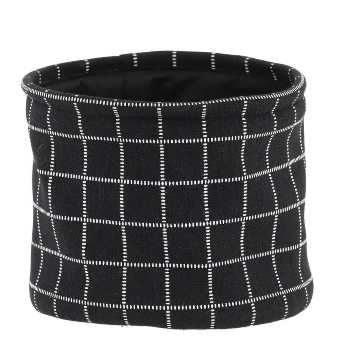 PANIER COTON IMPRIME MOTIF CARRE NOIR 19X16CM
