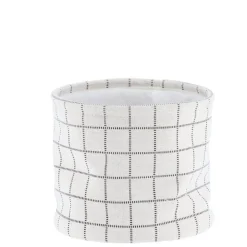 PANIER COTON IMPRIME MOTIF CARRE NATUREL 19X16CM