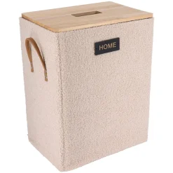 PANIERE A LINGE EFFET VELOURS 35X25X47CM BEIGE