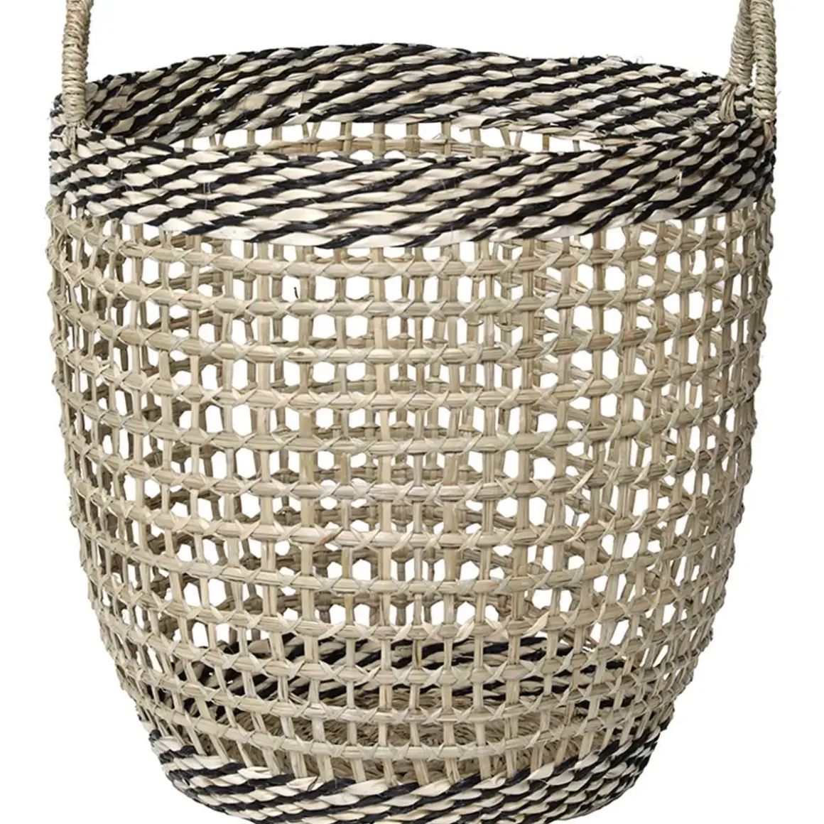 PANIERE A LINGE RONDE AJOUREE MM MATIERE VEGETALE TRESSE NAT