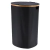 PANIERE A LINGE RONDE PLIABLE AVEC COUVERCLE BAMBOU NOIR