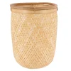 PANIERE A LINGE RONDE ROTIN ET BAMBOU 36X50CM NATUREL