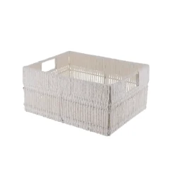 PANIERE EN PAPIER METAL RECTANGULAIRE 32X24X15CM BLANC
