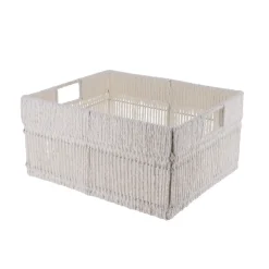 PANIERE EN PAPIER METAL RECTANGULAIRE 35X28X17CM BLANC