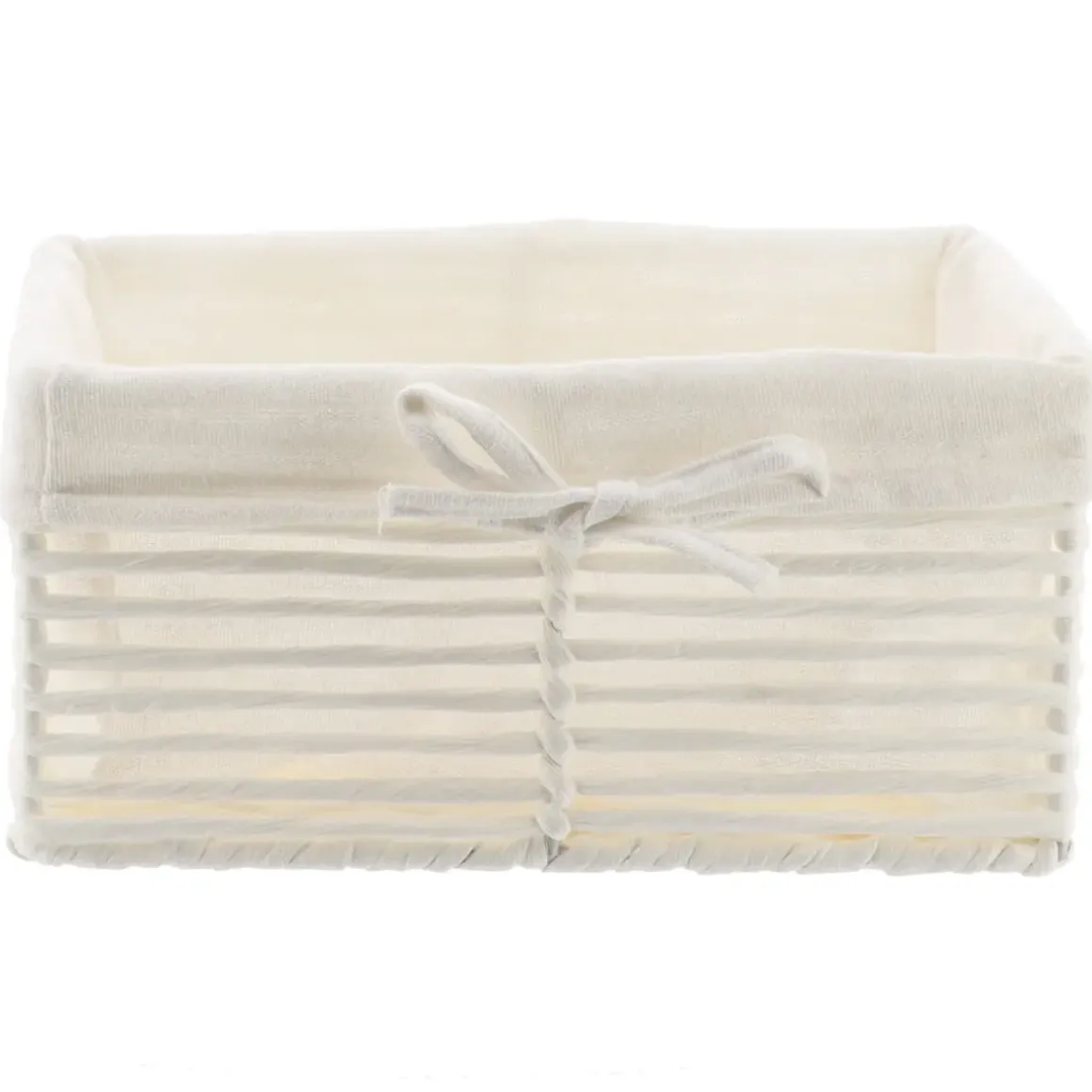 PANIERE EN PAPIER 25X16.5X12CM BLANC TISSU LIN