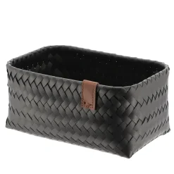 PANIERE EN 25X16.5X12CM ET LIEN FACON CUIR NOIR