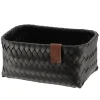 PANIERE EN 22X14X10.5CM ET LIEN FACON CUIR NOIR
