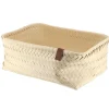 PANIERE EN 39X27X15.5CM ET LIEN FACON CUIR IVOIRE