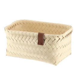 PANIERE EN 25X16.5X12CM ET LIEN FACON CUIR IVOIRE