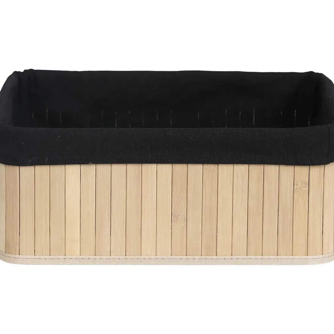 PANIERE GRAND MODELE 40X28CM BAMBOU NATUREL TISSU NOIR