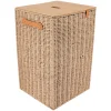 PANIERE LINGE PAPIER METAL COUVERCLE BAMBOU 33X33X53CM NATUR