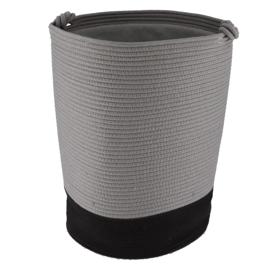 PANIERE LINGE RONDE GRAND MODELE COTON 50X37CM GRIS NOIR