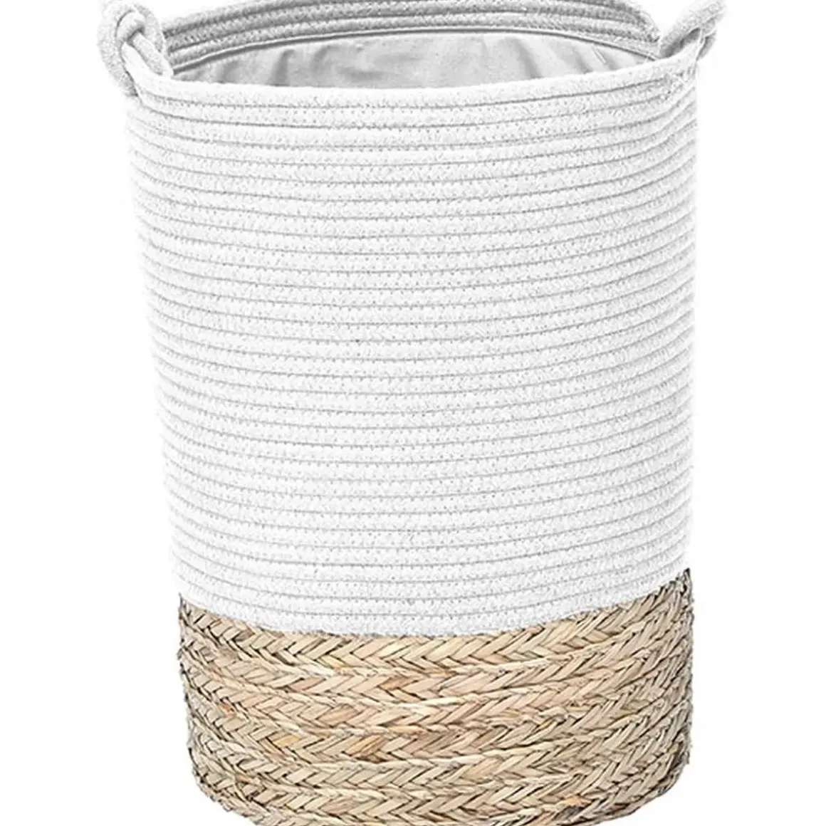 PANIERE LINGE RONDE PM COTON MATIERE VEGETALE BLANC NATUREL