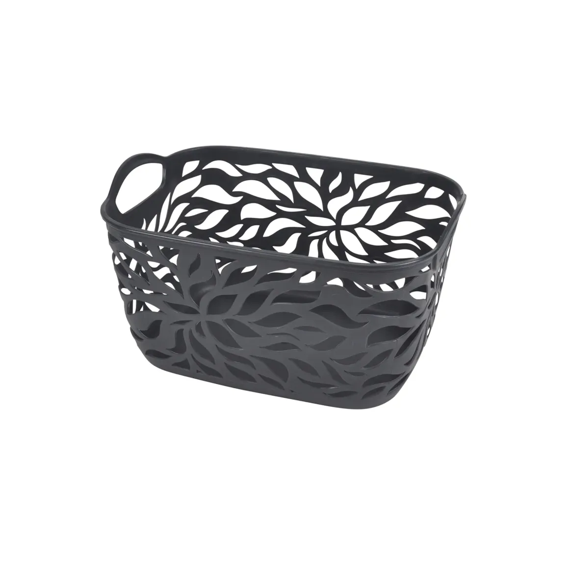 PANIERE MOTIF VEGETAL PLASTIQUE 3.5L 24X16.5CM ANTHRACITE