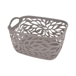 PANIERE MOTIF VEGETAL PLASTIQUE 14L 35X25CM TAUPE
