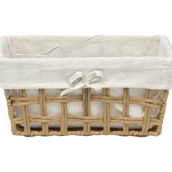 PANIERE PAPIER TRESSE RECTANGLE 32X24X15CM NATUREL TISSU LIN