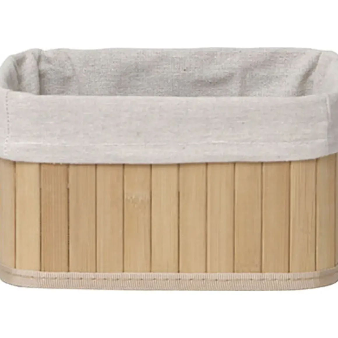 PANIERE PETIT MODELE 22X16CM BAMBOU NATUREL TISSU LIN
