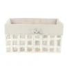 PANIERE RECTANGLE 35X20X18CM BLANC TISSU LIN