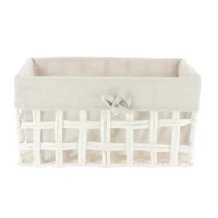 PANIERE RECTANGLE 35X20X18CM BLANC TISSU LIN