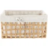 PANIERE RECTANGLE 40X23X19CM NATUREL TISSU LIN