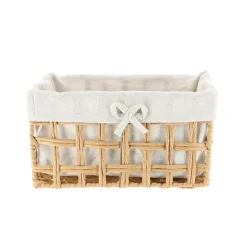 PANIERE RECTANGLE 30X15X16CM NATUREL TISSU LIN